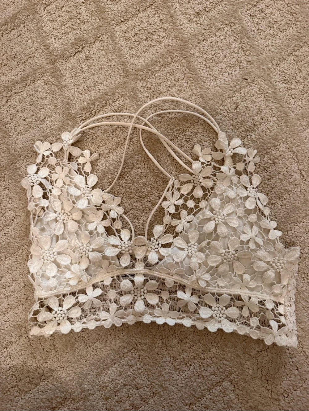 Free People Cream Crochet Lace Bralette